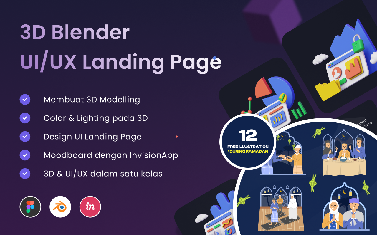3D Blender dan UI UX Landing Page